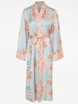 Flower Satin Dressing Gown Lingerie at ASDA