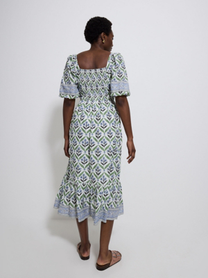 Green Floral Puff Sleeve Midi Dress | Women | George at ASDA