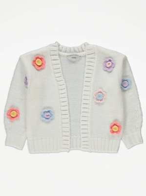 White Floral Embroidered Cardigan Kids at ASDA