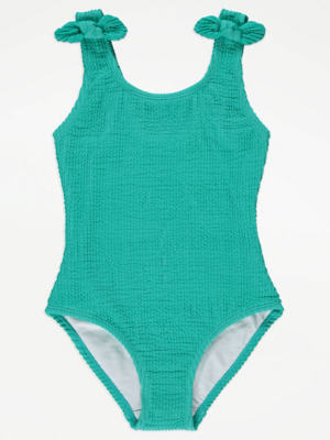 Green Crinkle Textured Swimsuit Kids at ASDA