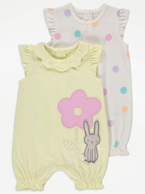 Floral Polka Dot Frill Rompers Pack