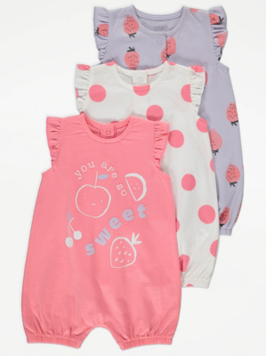 Strawberry Frill Short Sleeve Rompers Pack