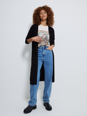 Black Edge To Edge Fine Gauge Maxi Knitted Cardigan | Women | George at ...