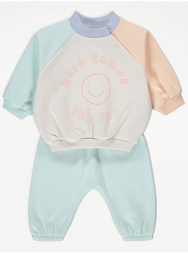 Pastel Colour Block Sweatshirt and Joggers Outfit, Baby