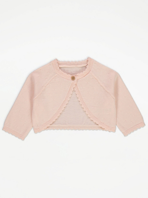 Light Pink Scallop Edge Shrug Cardigan