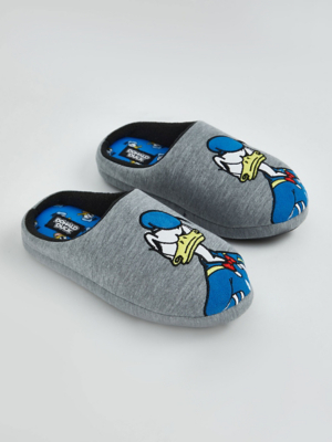 Disney Donald Duck Grey Mule Slippers Men George at ASDA