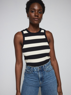 Striped Ribbed Vest Women at ASDA