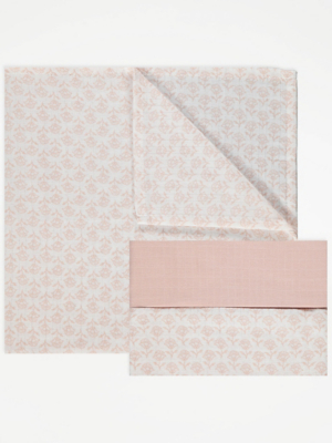Shell Pink Floral Muslin Cloths 3 Pack Baby at ASDA