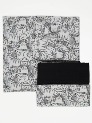 Black Dinosaur Jungle Muslin Cloths 3 Pack Baby at ASDA