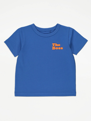 Blue The Boss Puff Slogan T-Shirt