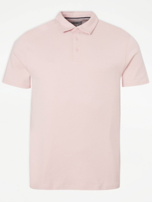 Light Pink Cotton Short Sleeve Polo Top