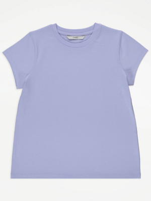Boys Lilac Viscose Solid Oversized Fit T-Shirt
