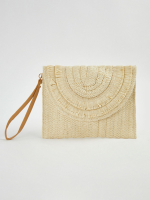 Cream Straw Clutch Bag Women at ASDA
