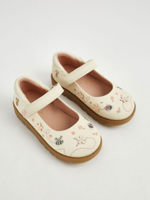 Cream Embroidered Bee Mary Jane Shoes Kids at ASDA