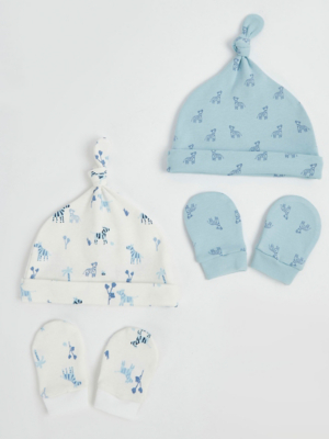 Zebra Newborn Hat and Mittens Set 2 Pack Baby at ASDA