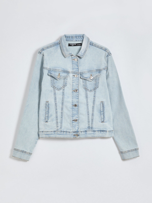 Blue Light Wash Western Denim Jacket Women at ASDA