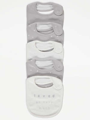 2-Pack Printed Cotton Grey Bibs main image 1