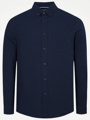 Navy Long Sleeve Regular Fit Oxford Shirt Men at ASDA