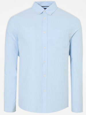Light Blue Slim Fit Oxford Shirt | Men | George at ASDA