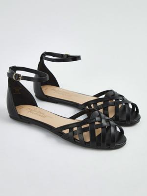 Black Plaited Peep Toe Shoes Women at ASDA