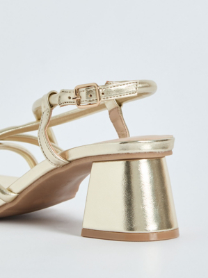 Gold Shimmer Block Heel Sandals