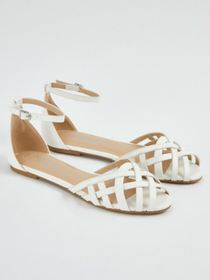 White Plaited Peep Toe Shoes Women at ASDA