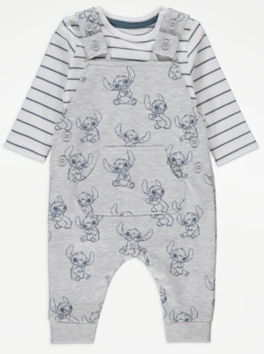 Disney Lilo And Stitch Dungarees And Long Sleeve Bodysuit Outfit | Baby ...