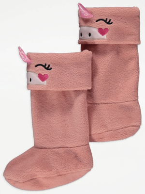 Pink Unicorn Fleece Welly Liners