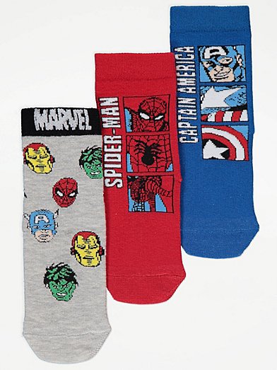 Marvel Patterned Boys Booties Socks 3 Pack -S39169Z4-K00