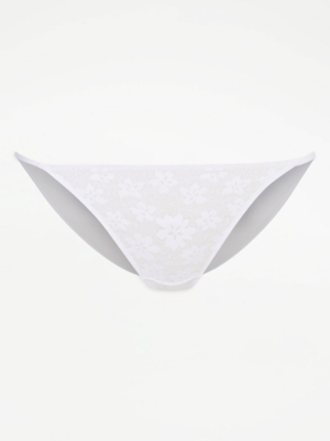 White Daisy Lace Tanga Mini Knickers Lingerie at ASDA