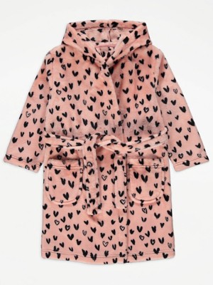 Pink Heart Fleece Dressing Gown | Kids | George at ASDA