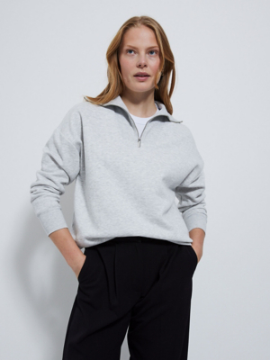 Grey Quarter Zip Tunic Sweatshirt Women at ASDA