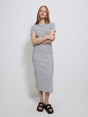 navy blue dress strapless Strapless Tiered Poplin Mini Dress