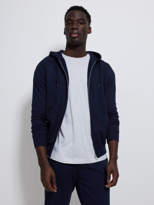 Navy Zip Up Hoodie Men at ASDA