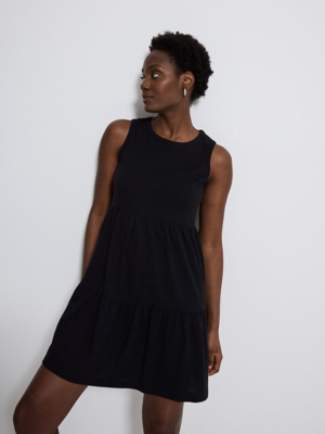 Smock Dress Plus Size Black Sleeveless Dress Plain Black Strap