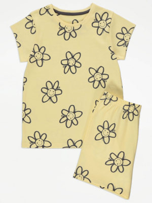 Yellow Smiley Daisy Short Pyjamas Gift Set