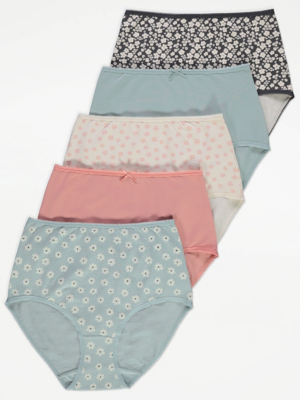 Floral Full Brief Knickers 5 Pack Lingerie at ASDA