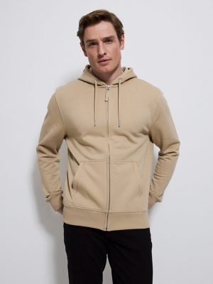 Beige Zip Up Hoodie Men at ASDA