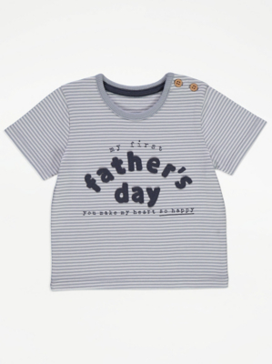 Blue Striped My First Father's Day T-Shirt Baby George at ASDA