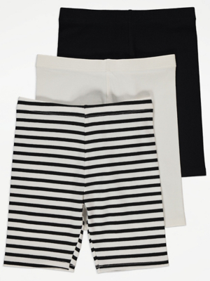 Mono Stripe Cycling Shorts Pack Kids George at ASDA - Main Image