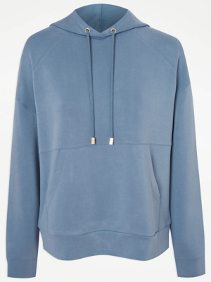 Pale Blue Soft Touch Raglan Sleeve Hoodie | Women | George at ASDA
