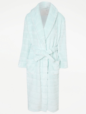 Mint Fleece Striped Dressing Gown Lingerie at ASDA