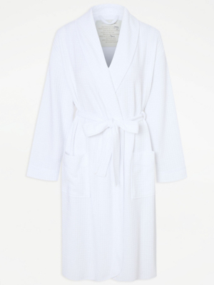 White Soft Waffle Dressing Gown Lingerie at ASDA