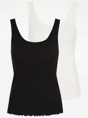 Ribbed Pyjama Vest Top 2 Pack | Lingerie | George at ASDA