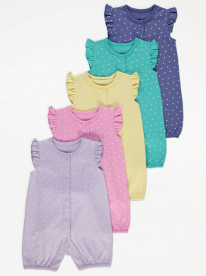Bright Polka Dot Frill Rompers Pack