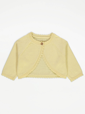 Yellow Scallop Edge Shrug Cardigan