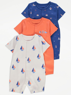 Assorted Boat Sleepsuit Rompers Pack Baby George at ASDA