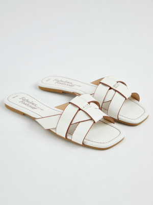 White Strappy Open Toe Mule Sandals