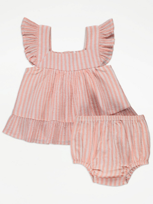 Striped Shimmer Thread Frill Top and Knickers Outfit Baby at