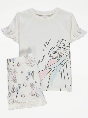 Disney Frozen White Frill Short Pyjamas | Kids | George at ASDA